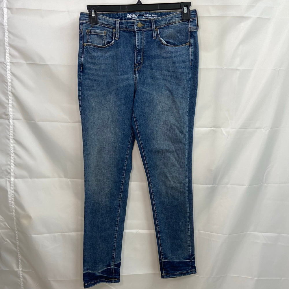 Mossimo women's blue medium wash‎ power stretch high rise skinny denim jeans 12